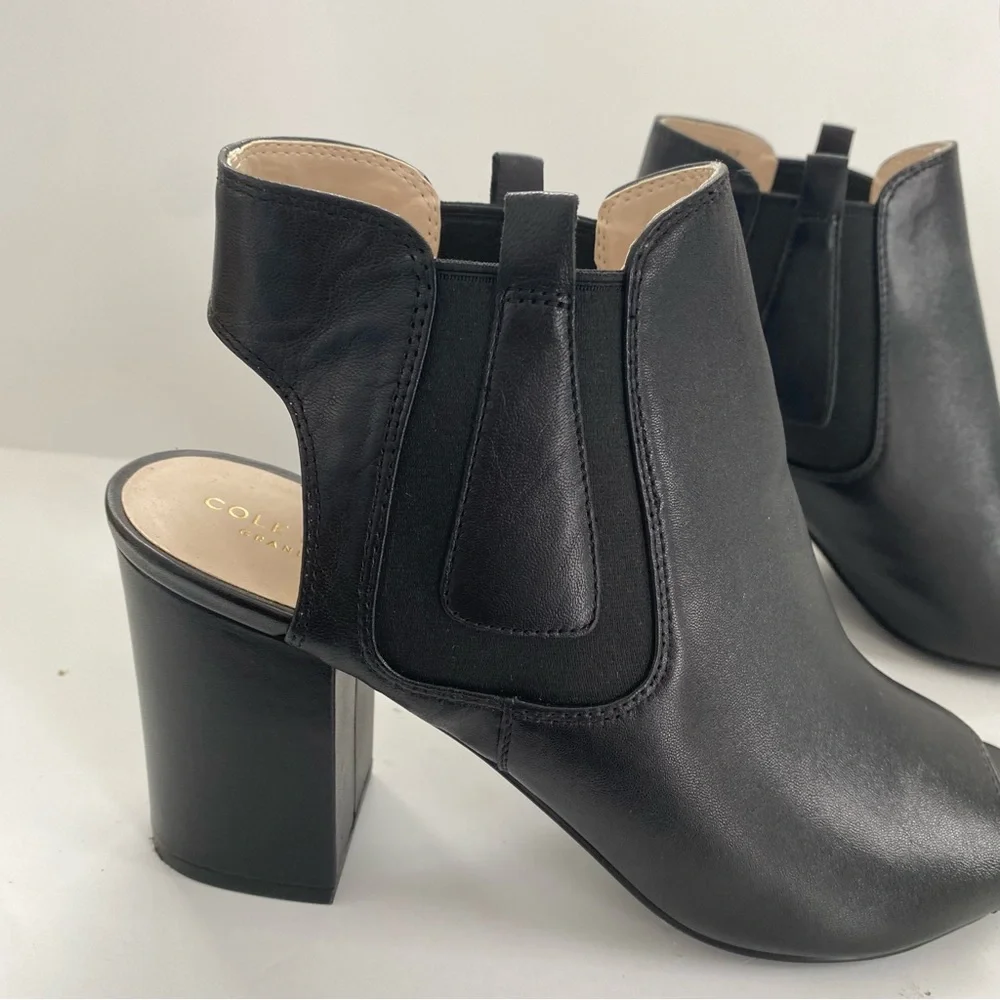 Cole Haan Basel Shootie II Platform Bootie Black Cutout Heel Vegan Leather 9.5B